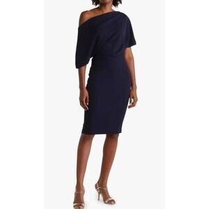 Alexia Admor one shoulder drape Black sheath dress, Size Small, B72, $78